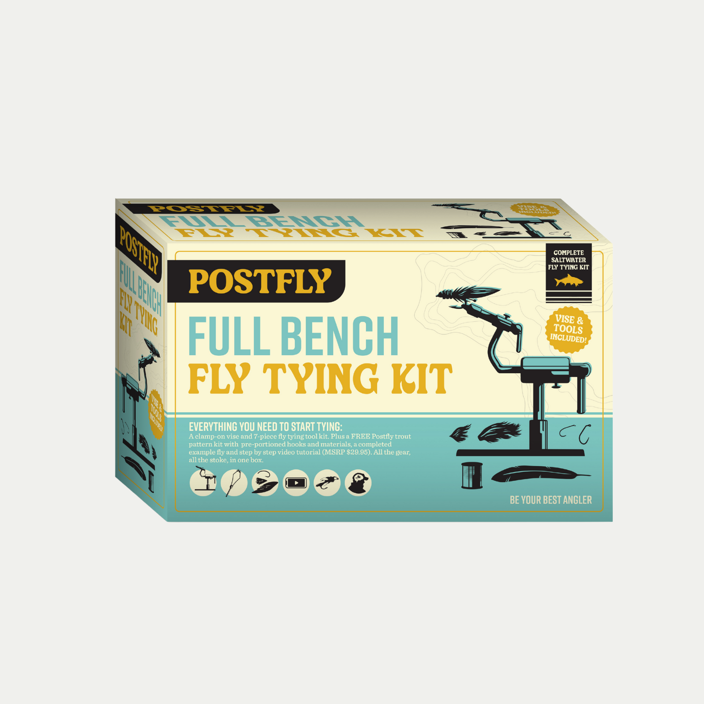 Saltwater Full Bench Fly Tying Kit - Tools, Vise + Material Kit