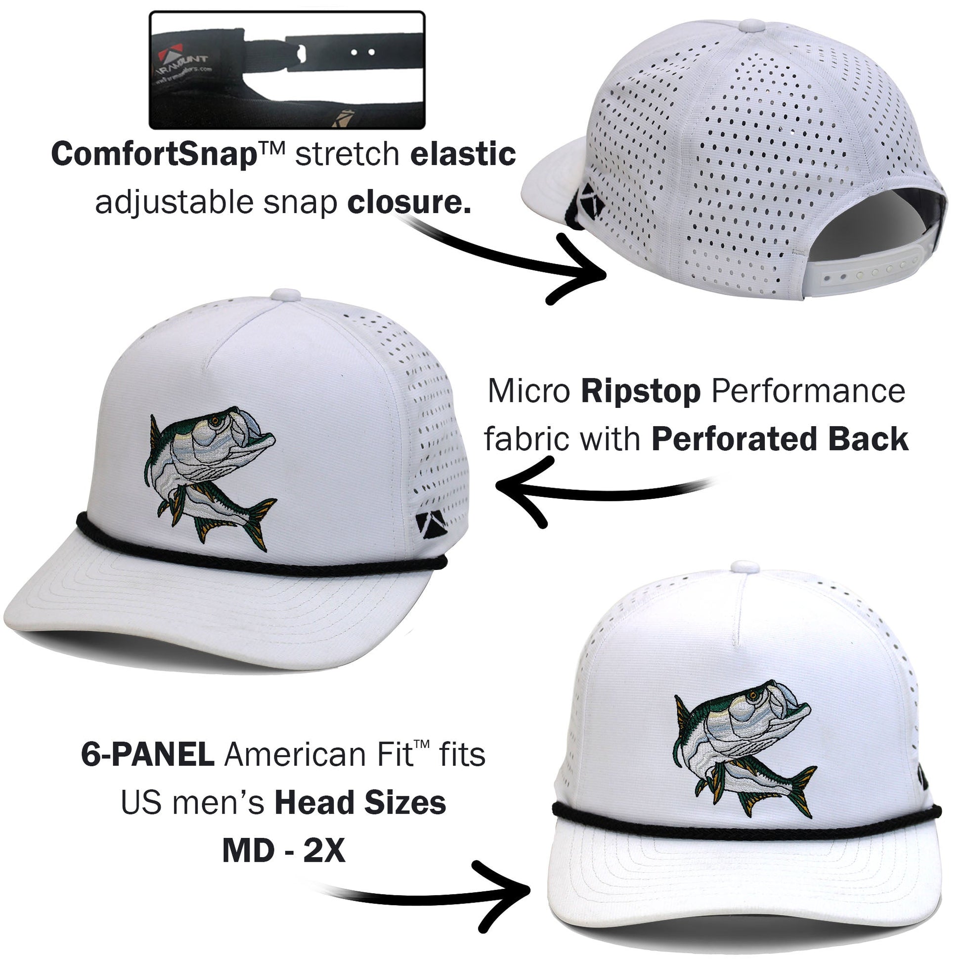 TARPOON 5-Panel Perforated Performance Rope Cap – Postfly