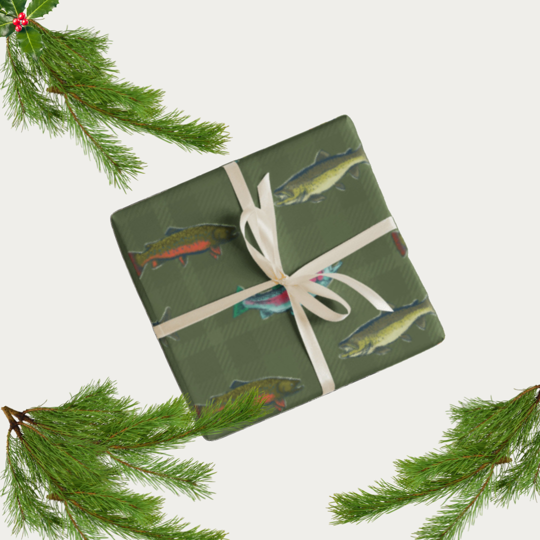 Vintage Trout Fly Fishing Themed Wrapping Paper