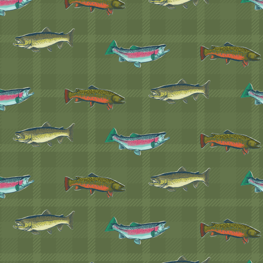 Vintage Trout Fly Fishing Themed Wrapping Paper