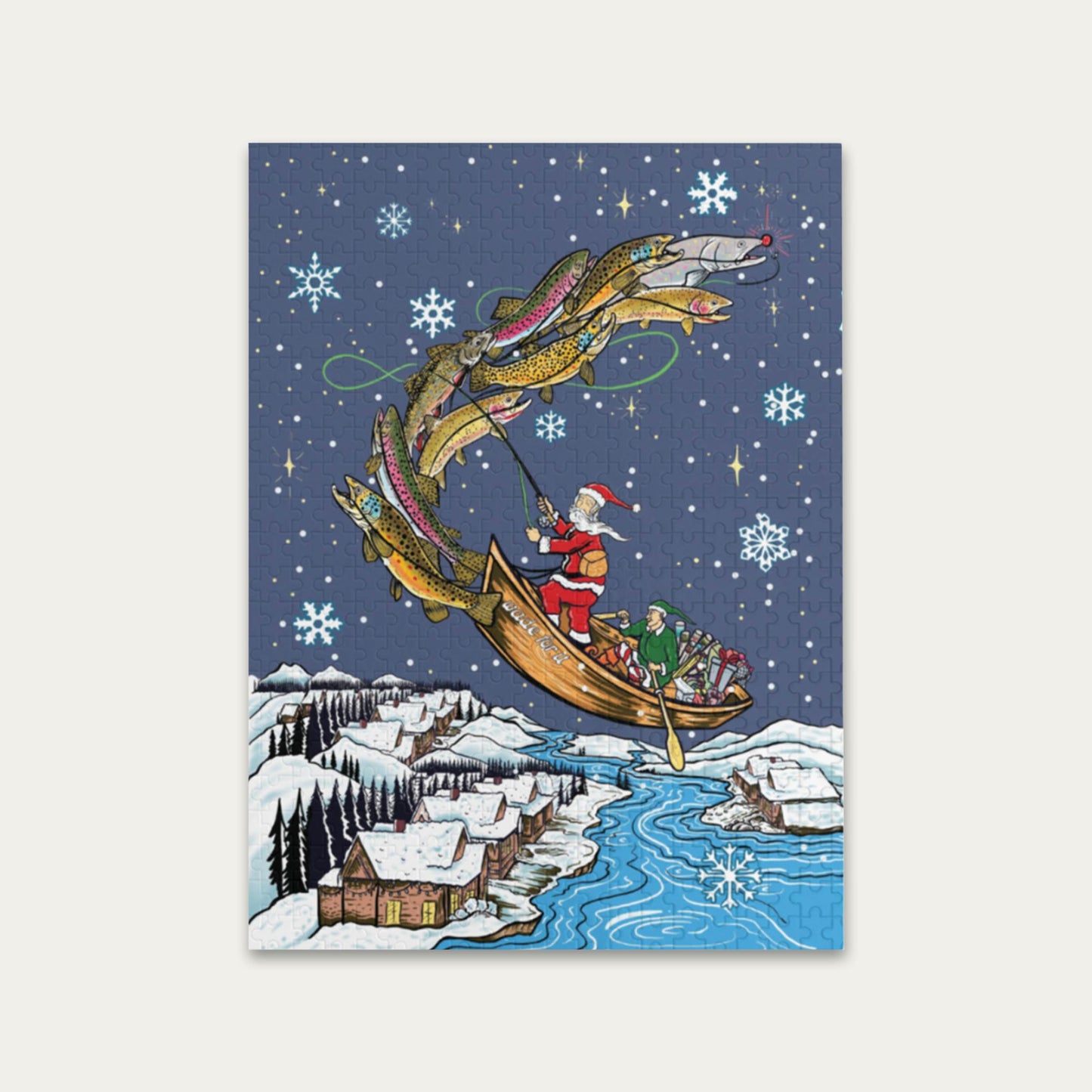 Fishmas Gift Bundle - Trout Fly Advent + Children's Book + Puzzle + Wrapping Paper