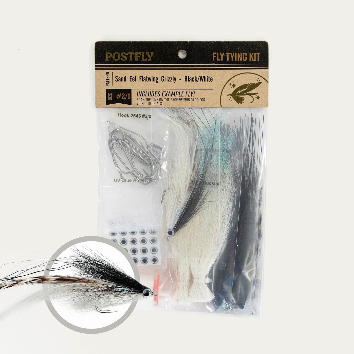 Tying Kit | Sand Eel Flatwing Grizzly