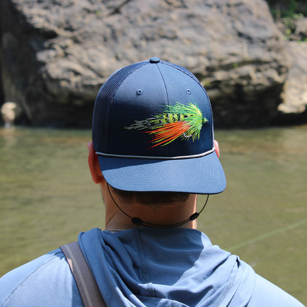 Fire Tiger Streamer Fly Fishing Mesh Back Rope Cap